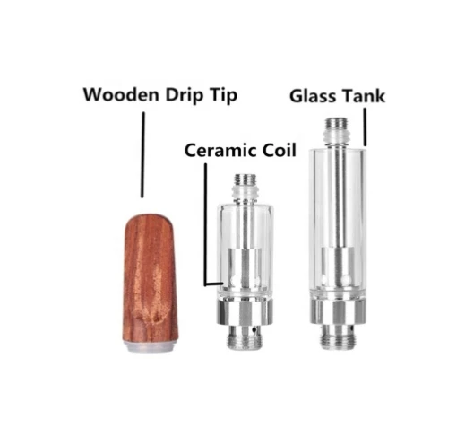 Tip adhmaid Airgid Airgid Cartúis CBD in -athlíonta, 510 Scriú Snáithe Atomizer Sceite Atomizer le 1.2OHM Corna Ceirmeach le haghaidh Mod Bosca Battery & CBD/Tiubh Ola Vape Peann (In -indiúscartha, 1.0ml, Nicitín)